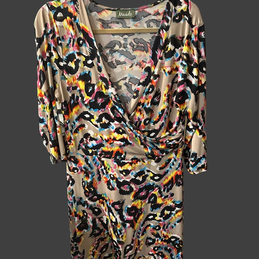 Maude Colorful Dress Faux Wrap Dress - Picture 2 of 5